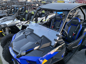 Clear non-coated polycarbonate half windshield with quick straps for Polaris RZR Turbo S and RZR XP 1000