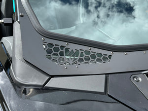 DOT-approved Moto Armor full glass windshield for 2025+ RZR Pro R, S, XP with vent flaps and manual wiper, black aluminum frame