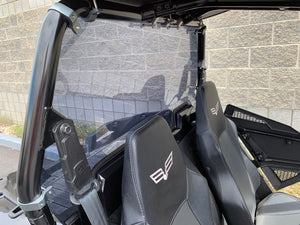 Rear tinted polycarbonate windshield with billet mounts for Arctic Cat Wildcat 700 Trail/Sport, 3/16" CNC-cut, made in the USA