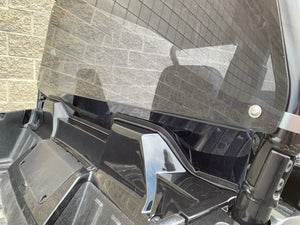 Rear tinted polycarbonate windshield with billet mounts for Arctic Cat Wildcat 700 Trail/Sport, 3/16" CNC-cut, made in the USA