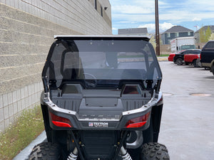 Rear tinted polycarbonate windshield with billet mounts for Arctic Cat Wildcat 700 Trail/Sport, 3/16" CNC-cut, made in the USA