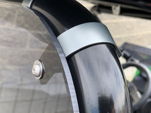 Rear tinted polycarbonate windshield with billet mounts for Arctic Cat Wildcat 700 Trail/Sport, 3/16" CNC-cut, made in the USA