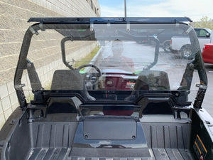 Clear rear polycarbonate windshield for Wildcat 700 Trail and Sport with billet mounts, 3/16" thick, CNC-cut, made in the USA
