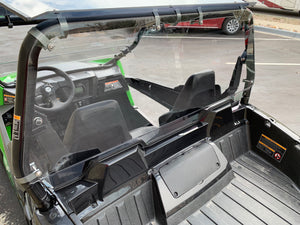 Clear rear polycarbonate windshield for Wildcat 700 Trail and Sport with billet mounts, 3/16" thick, CNC-cut, made in the USA