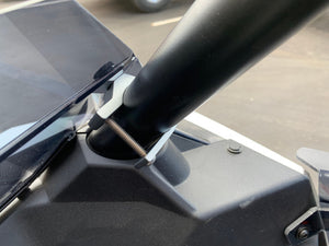 UTVZILLA tinted polycarbonate half windshield for Polaris RS1 with billet clamps and quick-release knobs