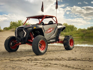 Polaris RZR Turbo S Duner Trailing Arms installed view by HCR Racing