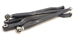 LM UTV Polaris RZR Pro R High Clearance Radius Rods kit, complete set in machine finish