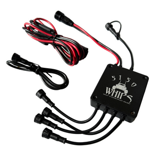 5150 187 Quad Controller, 187 Quad Controller module with four leads and power wires on white background