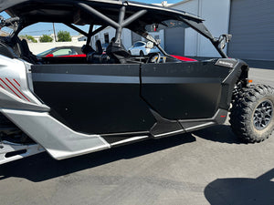 Dirt Specialties Can-Am X3 MAX suicide door detail, aluminum skin and stock-latch design