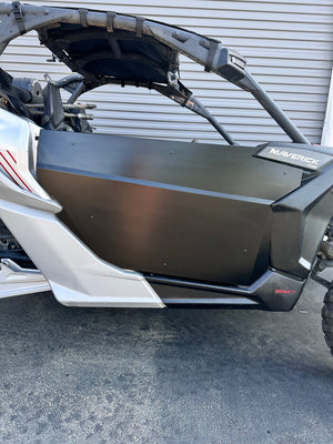 Can-Am Maverick X3 stub suicide doors with 1-inch steel tubing and aluminum skins by Dirt Specialties