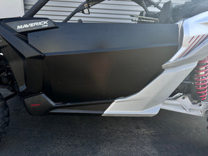 Two-seat Can-Am Maverick X3 stub suicide doors with clean simple bend lines, semi-flat black