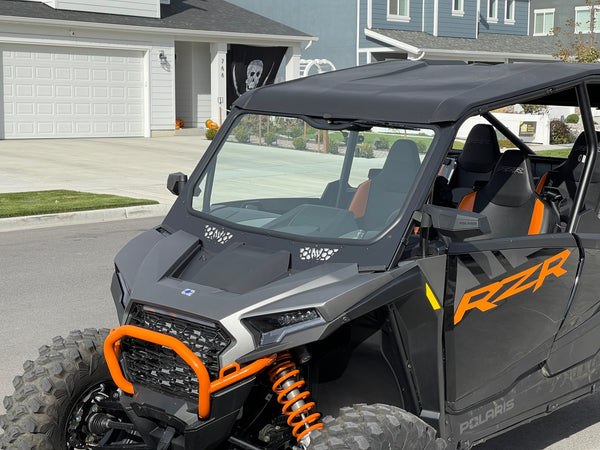 Moto Armor Full Glass Windshield for 2024+ Polaris RZR XP 1000 – Laminated Safety Glass, CNC Aluminum Frame, Spring Vents, Manual Wiper