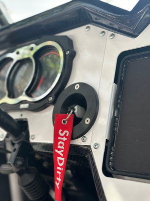 Can-Am Maverick X3 key fob mount installed on custom dash by StayFlush Motorsports