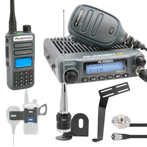 Rugged Radios ULTIMATE GMRS radio kit for Jeep Wrangler JK 2-door with G4 mobile and GMR2 PLUS handheld