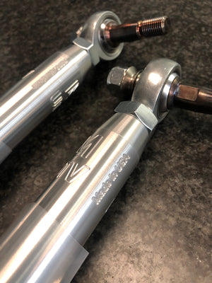 LM UTV Polaris RZR Turbo S Tie Rods 72" Heim inner clevis and rod end close-up