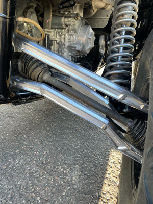 LM UTV Kawasaki Teryx KRX 1000 High Clearance Radius Rods fitted to the machine, suspension view
