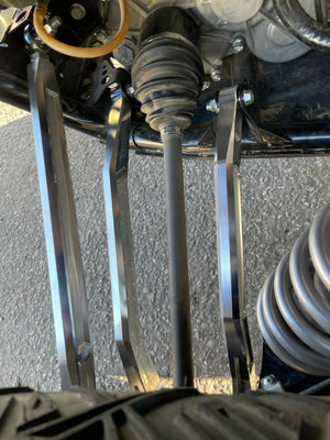 LM UTV Kawasaki Teryx KRX 1000 High Clearance Radius Rods rod end and stainless spacer close-up