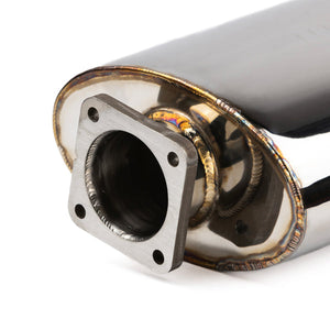 RPM KRX 1000 slip-on muffler in polished stainless steel with TIG welds, deep tone, built-in baffle, and spark arrestor function.