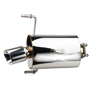 RPM KRX 1000 slip-on muffler in polished stainless steel with TIG welds, deep tone, built-in baffle, and spark arrestor function.