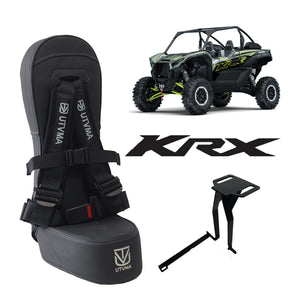 Kawasaki KRX 1000 front bump seat for kids, UTV Mountain Accessories, designed for 2020–2025 models, with logo visible.