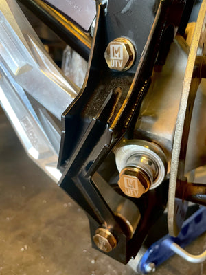 LM UTV Can-Am Maverick X3 Rear Hub Bolt Kit detail showing the laser-etched logo