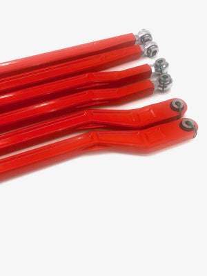 LM UTV Can-Am Maverick X3 high clearance radius rods in Magma Red powder coat