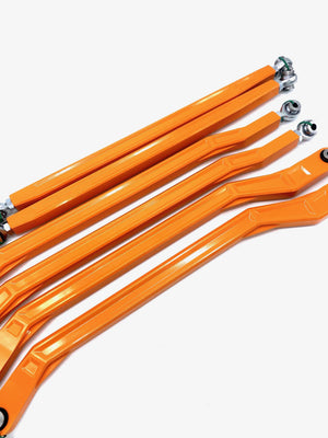 LM UTV Can-Am Maverick X3 high clearance radius rods in Orange Crush powder coat