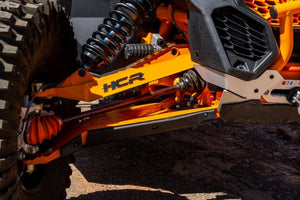 HCR Racing UHMW skid plates designed for 72" Can-Am X3 suspension kits and trailing arms with superior wear and impact resistance