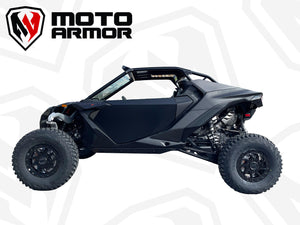 Moto Armor Aluminum Doors for 2024+ Can-Am Maverick R 2 Seat – Powder-Coated, CNC Cut, Flush Fit, Push-Button Latch, Made in USA