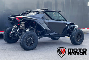 Moto Armor Aluminum Doors for 2024+ Can-Am Maverick R 2 Seat – Powder-Coated, CNC Cut, Flush Fit, Push-Button Latch, Made in USA