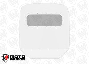 Low-profile Moto Armor Fast Back Aluminum Roof with sunroof and rear spoiler for Polaris RZR XP 1000, Turbo, and 900 UTVs.