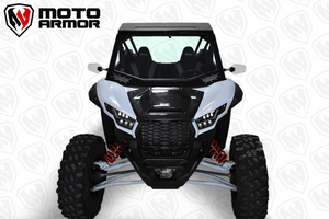 Full glass windshield with vented flaps, black aluminum frame, and manual wiper for Kawasaki KRX 1000 UTV, fits 2020–2025
