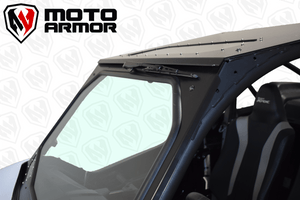 Full glass windshield with vented flaps, black aluminum frame, and manual wiper for Kawasaki KRX 1000 UTV, fits 2020–2025