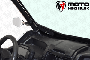 Full glass windshield with vented flaps, black aluminum frame, and manual wiper for Kawasaki KRX 1000 UTV, fits 2020–2025