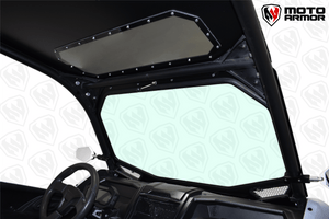 Full glass windshield with vented flaps, black aluminum frame, and manual wiper for Kawasaki KRX 1000 UTV, fits 2020–2025
