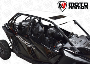 White powder-coated aluminum roof with sunroof for Polaris RZR PRO XP 4 and Turbo R 4, includes spoiler and drip edge for full protection