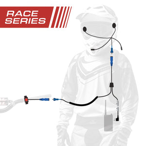 Rugged Radios RACE SERIES motorcycle communication kit with helmet kit, harness and handlebar push to talk
