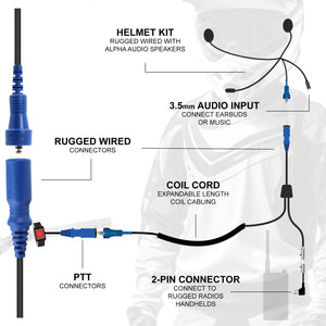 Rugged Radios RACE SERIES moto kit helmet speakers and full flex mic boom for motorcycle helmets