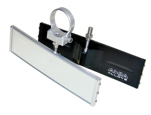 Axia Alloys 9 inch panoramic rearview mirror with clamp or post mount and shatter-resistant glass for Polaris RZR and UTVs.
