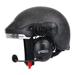 MRC Opposition forged carbon half helmet with rail-mounted headset