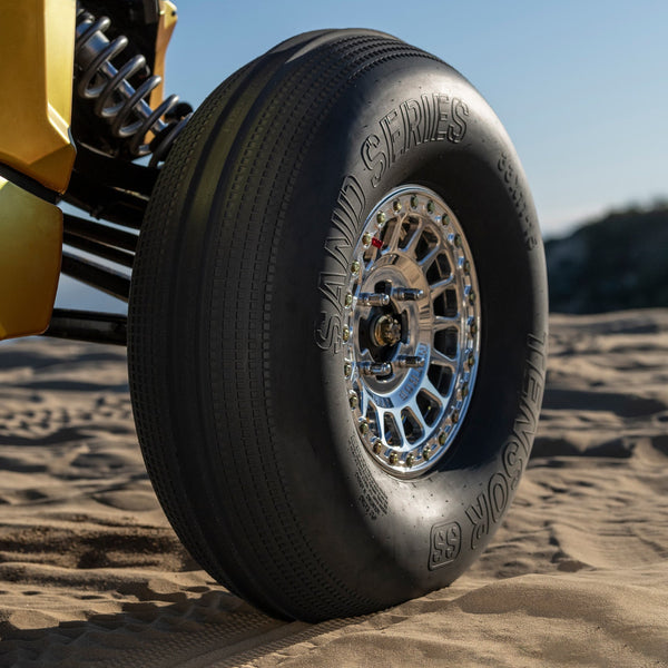 Tensor SS Sand Series paddle tire for UTVs with Velocity Grid design, 33 and 35 inch sizes, for ultimate sand traction and control.