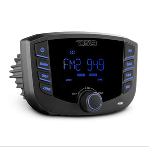 Marine and Powersports Headunit 3" LCD screen , 2 Zones, 4 volts Output, BT, RDS 4X50 Watts - Dunes 2 Dezert SXS