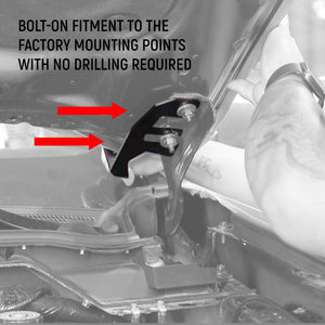 Close-up of the Rugged Radios Ford Ranger antenna mount installed with no drilling at the A-pillar