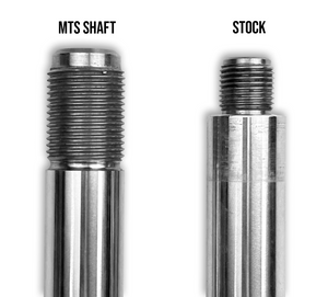 MTS Off-Road Pro R Turbo R upgraded front shocks shafts and forks comparison image showing improved durability and design.