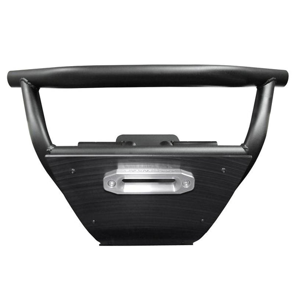 Factory UTV Can-Am Maverick X3 winch bumper with UHMW bash plate, winch mount, steel tubing, and light tabs for 2017–2021+ models