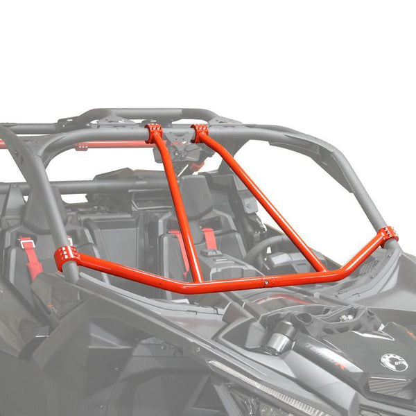 Factory UTV Front Intrusion Bar installed on Can-Am Maverick X3 for cockpit protection and roll cage reinforcement