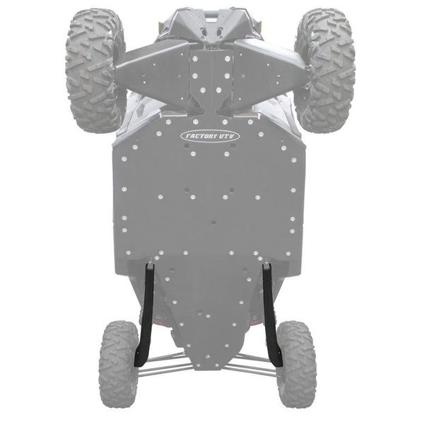 Can-Am Maverick X3 with Factory UTV UHMW Trailing Arm Guards installed for high-impact protection on rugged terrain