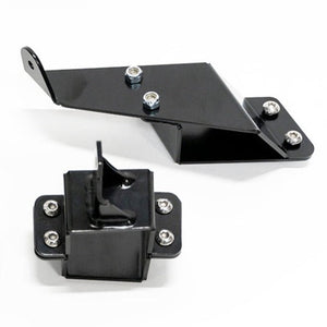 Bolt-on Smart Shock brackets for CAN-AM X3 HCR control arms, made from HCR steel with black powder coat and fast, drill-free install