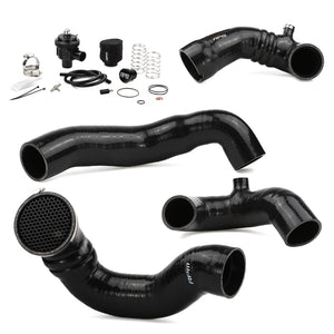 Complete RPM silicone upgrade kit for Maverick R with intake tubes, BOV, debris cage, and pre-filter. Boost-ready and wire-reinforced.