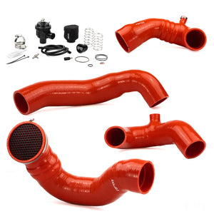 Complete RPM silicone upgrade kit for Maverick R with intake tubes, BOV, debris cage, and pre-filter. Boost-ready and wire-reinforced.